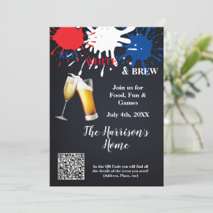 Party Einladung rot, weiß und braun