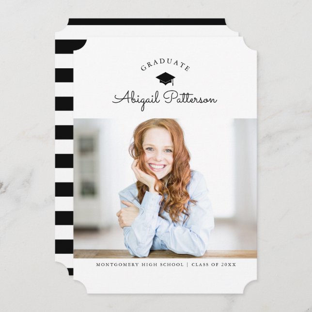 Party Einladung Schwarz-Weiß (Vorne/Hinten)