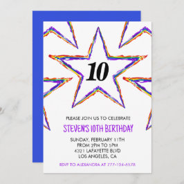 Party Einladung Stars Rainbow Primärkinder