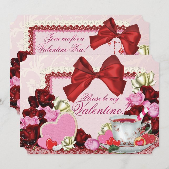 Party Einladung Valentine (Vorne/Hinten)
