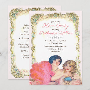 Party Einladung Vintager Viktorianischer Hühner