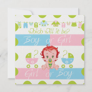 Party Einladung von Baby-Rosa und Blauem Geschlech