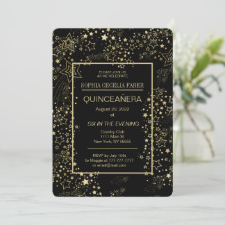 Party Einladung von Black and Gold Quinceñera