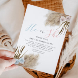 Party Einladung von Boho Pampas Grass Gender