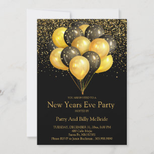 Party Einladung von Gold und Black Silvester