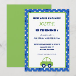 Party Einladung von grünen und blauen Kindergeburt