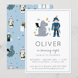 Party Einladung von Rittern und Drachen