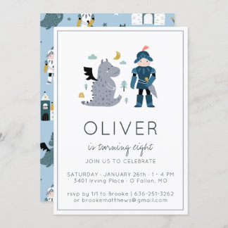 Party Einladung von Rittern und Drachen