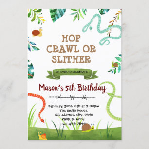 Party Einladung von Schlangen und Schnecken