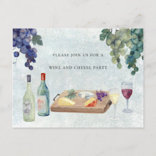 Party Einladung von Wein und Käse Postkarte