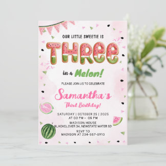 Party Einladung Watermelon 3. Geburtstag