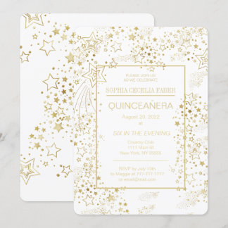 Party Einladung White and Gold Quinceñera
