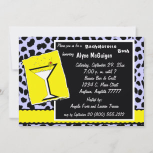 Party Einladung Yellow und Blue Leopard Martini