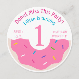 Party Einladung zum 1. Geburtstag Donut zum Thema