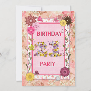 Party Einladung zum 21. Geburtstag mit Blumenrahme