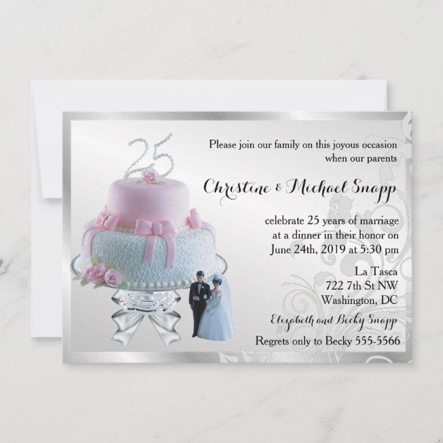 Party Einladung zum 25. Geburtstag der Silberne Ho (Vorderseite)