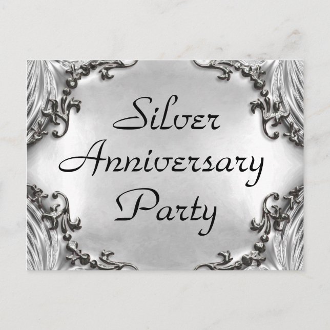 Party Einladung zum 25. Silver Anniversary Postkar (Vorderseite)