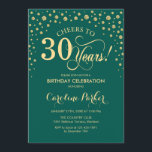 Party Einladung zum 30. Geburtstag - Grünes Gold<br><div class="desc">30. Geburtstag Party Einladung. Elegantes Design mit Imitaten Glitzer Gold und Grün. Feiert bis 30 Jahre! Nachricht,  wenn Sie weitere Anpassungen benötigen.</div>