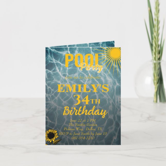 Party Einladung zum 34. Geburtstag (Vorderseite)