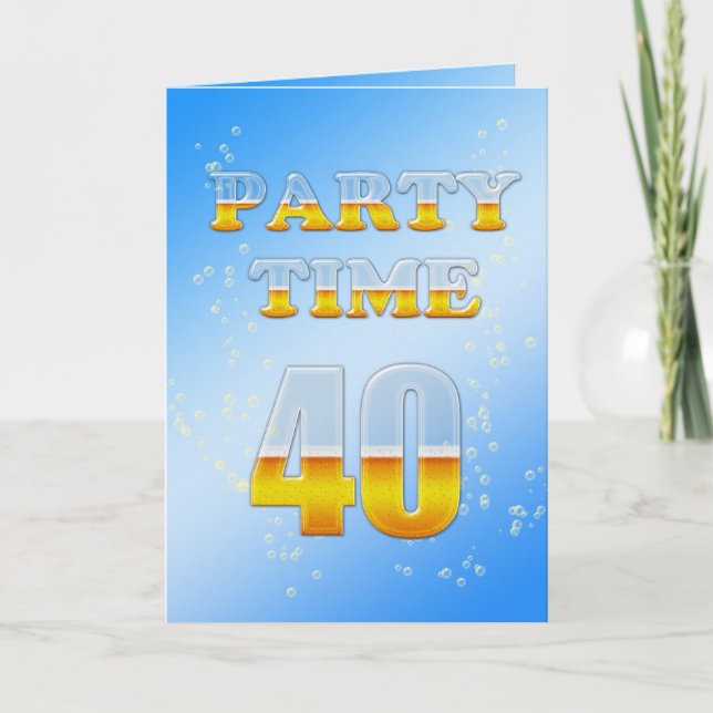 Party Einladung zum 40. Geburtstag mit viel Bier (Vorderseite)