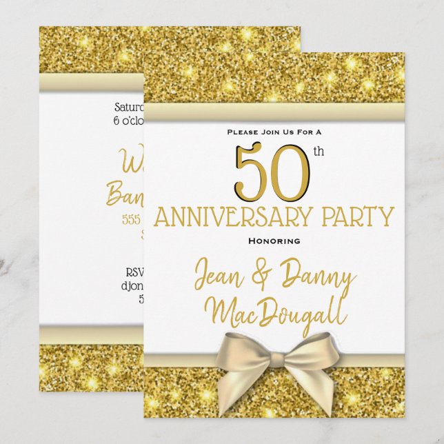 Party Einladung zum 50. Hochzeitstag (Vorne/Hinten)
