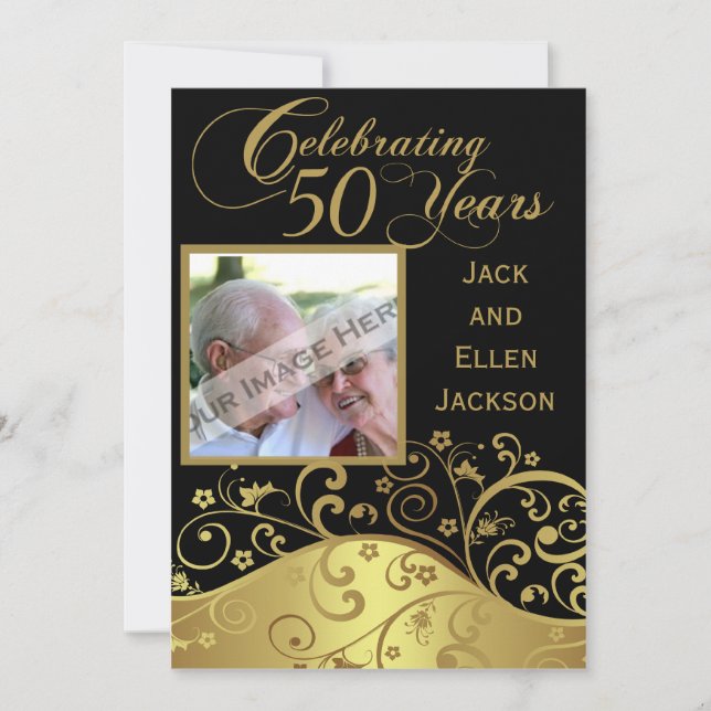 Party Einladung zum 50. Jahrestag mit Foto (Vorderseite)