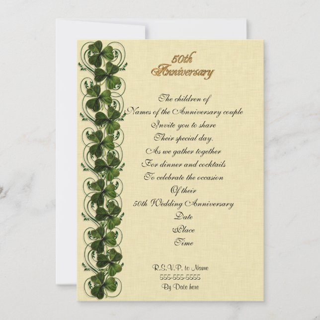 Party Einladung zum 50-jährigen Jubiläum Irische K (Vorderseite)