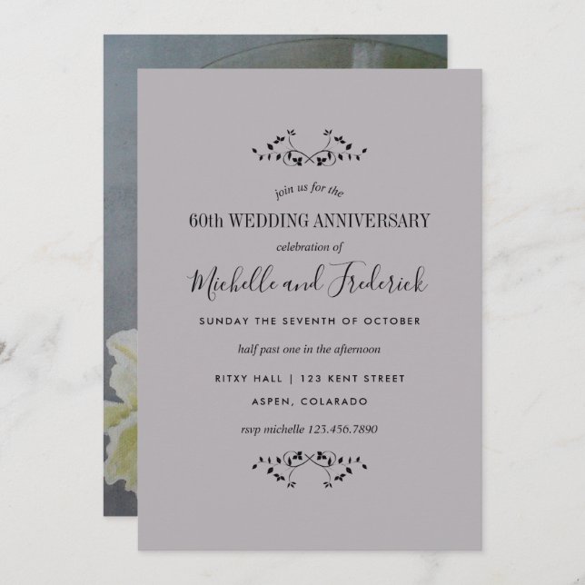 Party Einladung zum 60. Diamond-Jubiläum (Vorne/Hinten)