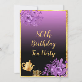 Party Einladung zum 80. Geburtstag schwarz lila