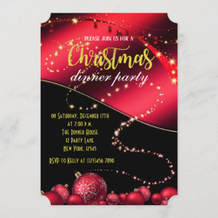 Party Einladung zum Abendessen in Schwarz und Rot