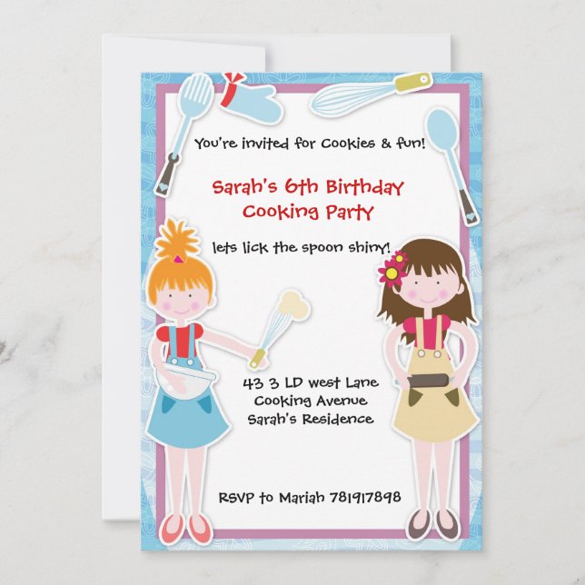 Party Einladung zum Backen (Vorderseite)