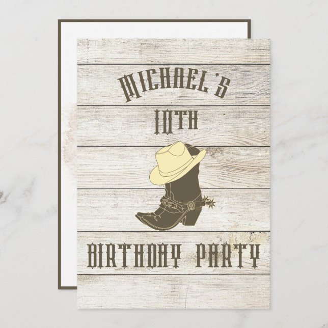 Party Einladung zum Geburtstag Cowboy Boys Age (Vorne/Hinten)
