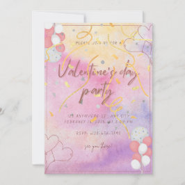 Party Einladung zum Thema Wasserfarbe Valentinstag