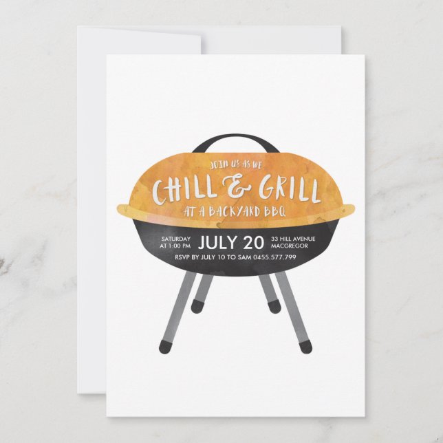 Party Einladung zur Chill-and-Grill-GRILLEN (Vorderseite)