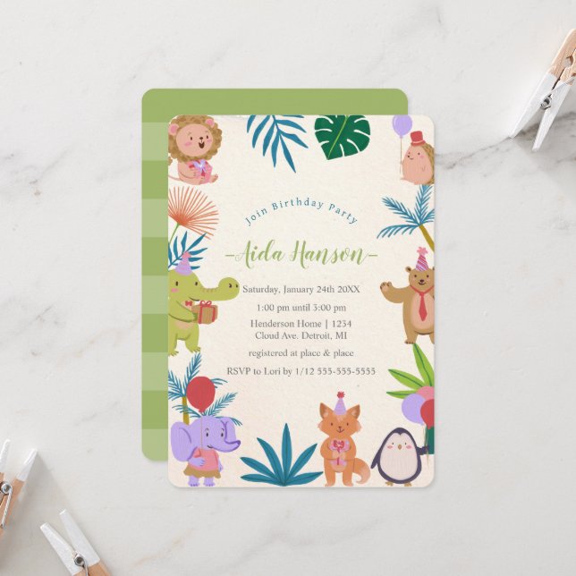 Party Einladung zur Geburtstagsfeier (Vorderseite/Rückseite Beispiel)