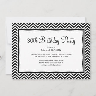 Party Einladungen aus schwarzem und weißem Zickzac
