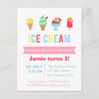 Party Einladungen aus süßem und farbigem Eis