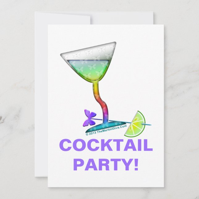 PARTY EINLADUNGEN - BUTTERFLY MARTINI (Vorderseite)