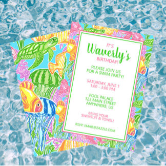 Party Einladungen der tropischen Fische