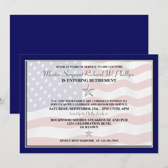 Party Einladungen des Militärruhestands (Vorne/Hinten)