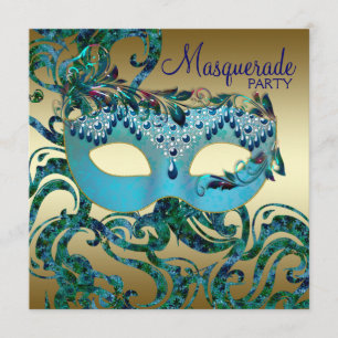 Party Einladungen für Aquamarine Blaumasquerade