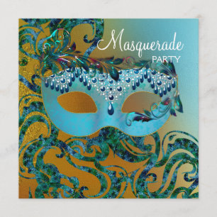 Party Einladungen für Aquamarine Blaumasquerade