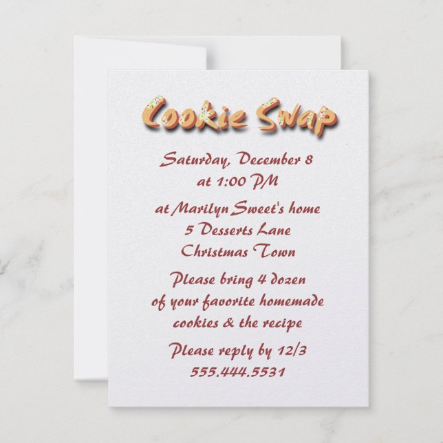Party Einladungen für den Holiday Cookie-Swap (Vorderseite)