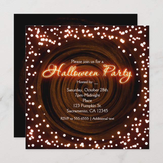 Party Einladungen für Schwarz und Orange Halloween (Vorne/Hinten)