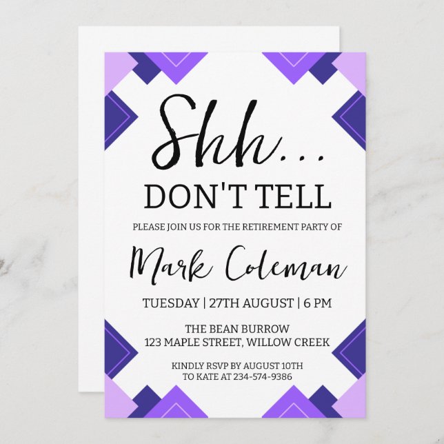 Party Einladungen für Unternehmensüberraschung (Vorne/Hinten)