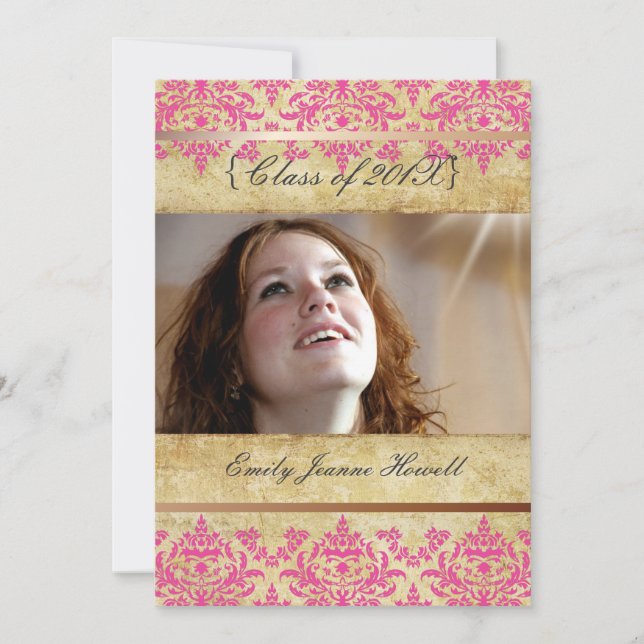 Party Einladungen für Vintage Damaskus/Abschlüsse (Vorderseite)