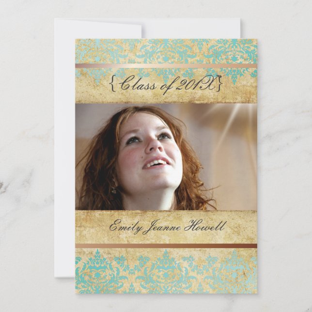 Party Einladungen für Vintage Damaskus/Abschlüsse (Vorderseite)