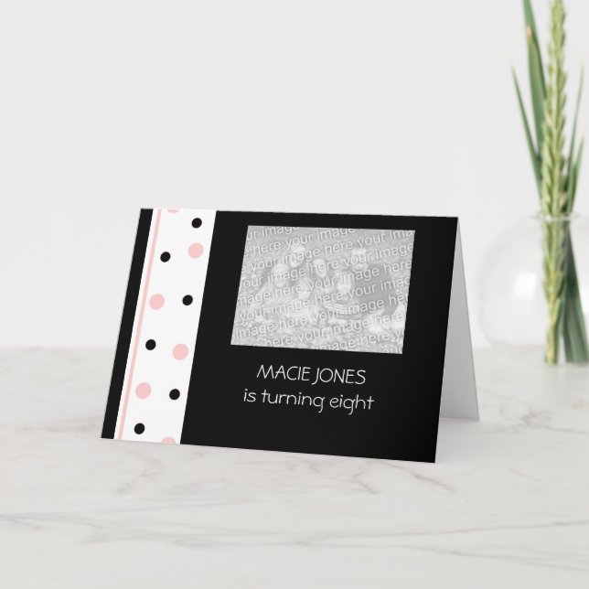 Party Einladungen in Rosa und Schwarz: Anpassen (Vorderseite)