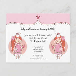 Party Einladungen Prinzessin-Twins Birthday