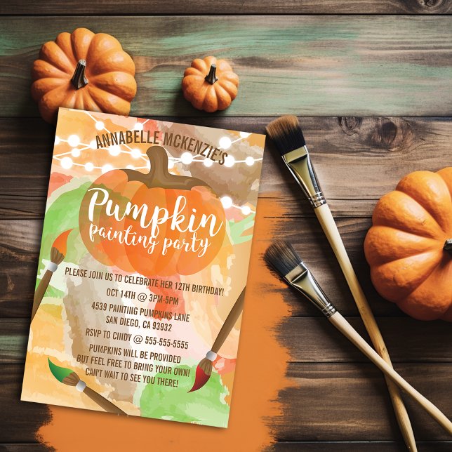 Party Einladungen zum Kürbiskürzen im Herbst (Autumn Pumpkin Painting Party Invitations
)